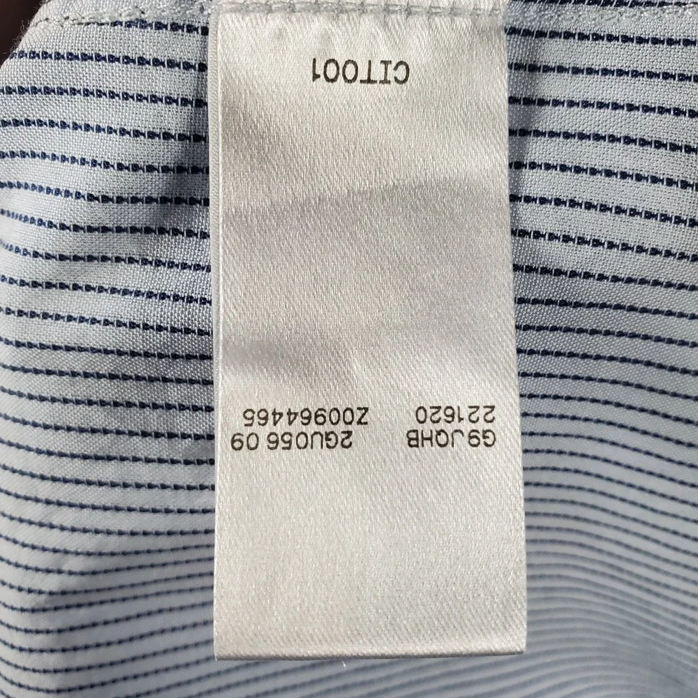 Vintage Gucci Mens Blue White Pinstripe Fitted Button Up Shirt Italy Made 46 18